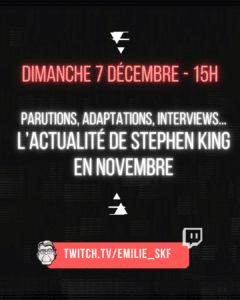 [FR] Live Twitch : l'actu de Stephen King en novembre !